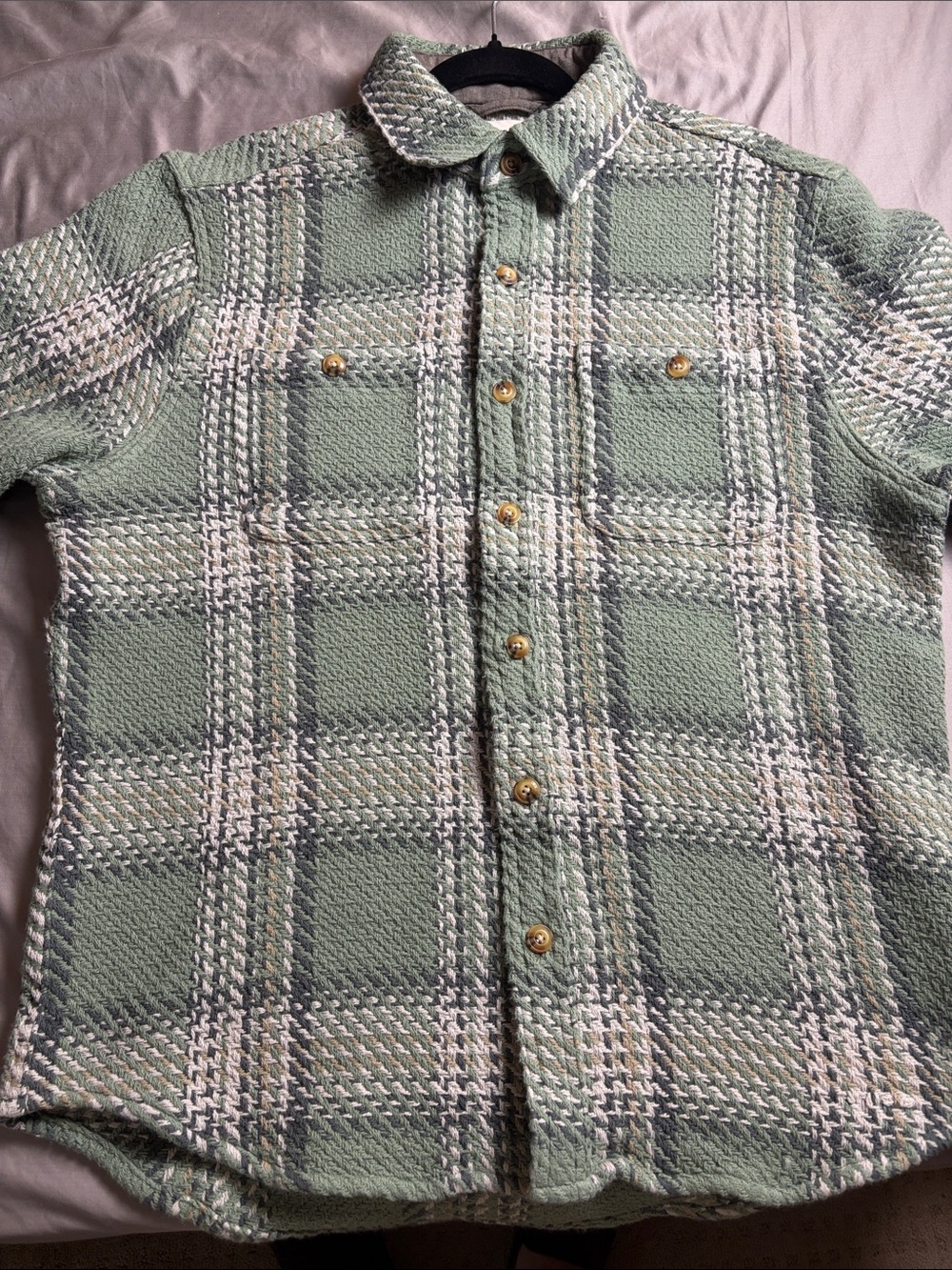 Taylor Stitch The Cutter Overshirt in Sage Plaid 100% Organic Cotton Twill 42L